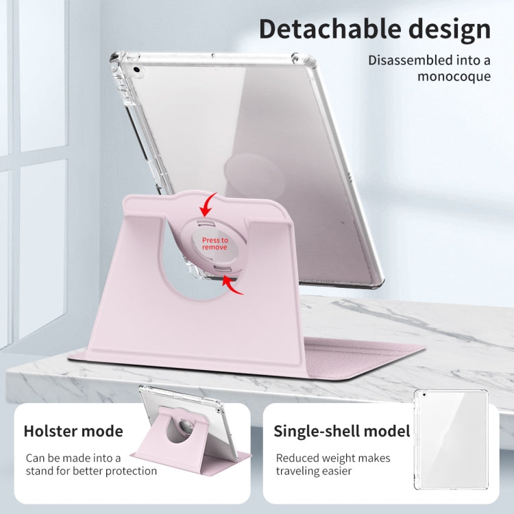 For iPad 10.2 2021 / 2020 360 Rotation Detachable Clear Acrylic Leather Tablet Case(Pink) - iPad 10.2 Cases by buy2fix | Online Shopping UK | buy2fix