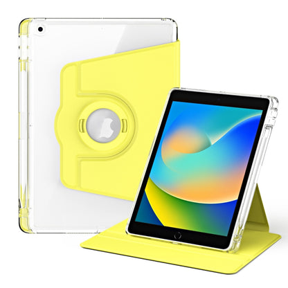 For iPad 10.2 2021 / 2020 360 Rotation Detachable Clear Acrylic Leather Tablet Case(Yellow) - iPad 10.2 Cases by buy2fix | Online Shopping UK | buy2fix