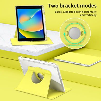 For iPad 10.2 2021 / 2020 360 Rotation Detachable Clear Acrylic Leather Tablet Case(Yellow) - iPad 10.2 Cases by buy2fix | Online Shopping UK | buy2fix