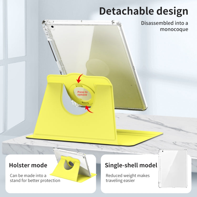 For iPad 10.2 2021 / 2020 360 Rotation Detachable Clear Acrylic Leather Tablet Case(Yellow) - iPad 10.2 Cases by buy2fix | Online Shopping UK | buy2fix