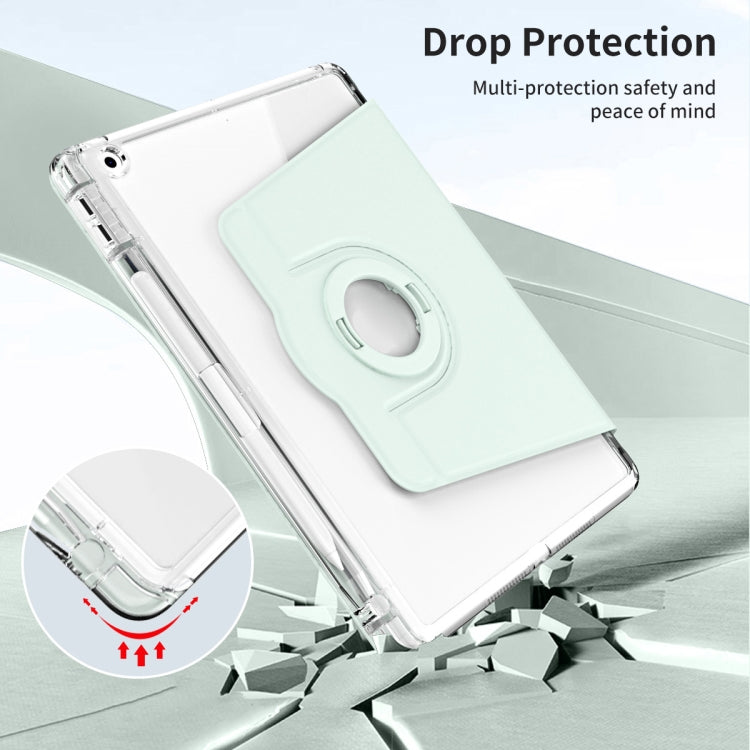 For iPad 10.2 2021 / 2020 360 Rotation Detachable Clear Acrylic Leather Tablet Case(Light Green) - iPad 10.2 Cases by buy2fix | Online Shopping UK | buy2fix