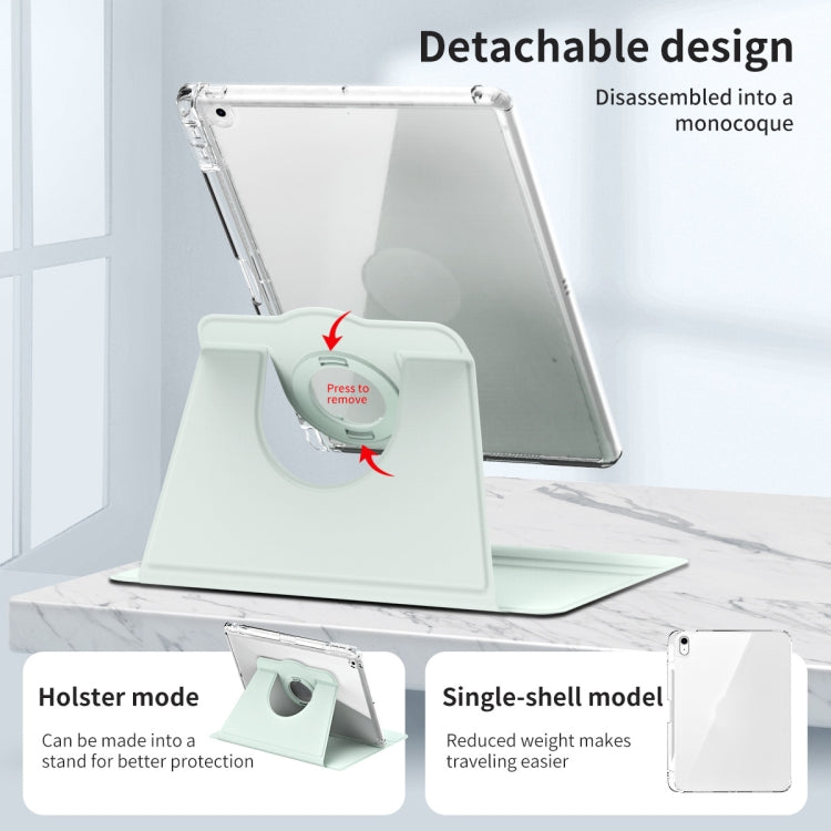 For iPad 10.2 2021 / 2020 360 Rotation Detachable Clear Acrylic Leather Tablet Case(Light Green) - iPad 10.2 Cases by buy2fix | Online Shopping UK | buy2fix