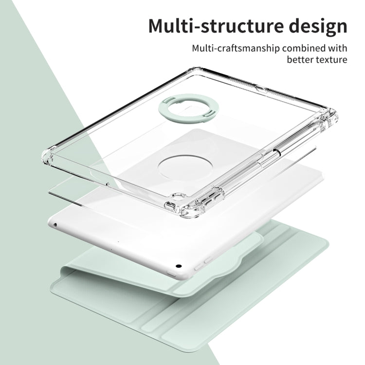 For iPad 10.2 2021 / 2020 360 Rotation Detachable Clear Acrylic Leather Tablet Case(Light Green) - iPad 10.2 Cases by buy2fix | Online Shopping UK | buy2fix