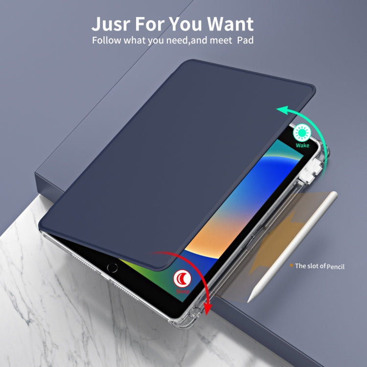 For iPad 10.2 2021 / 2020 360 Rotation Detachable Clear Acrylic Leather Tablet Case(Dark Blue) - iPad 10.2 Cases by buy2fix | Online Shopping UK | buy2fix