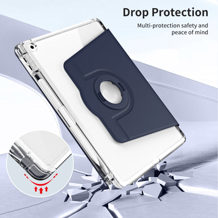 For iPad 10.2 2021 / 2020 360 Rotation Detachable Clear Acrylic Leather Tablet Case(Dark Blue) - iPad 10.2 Cases by buy2fix | Online Shopping UK | buy2fix