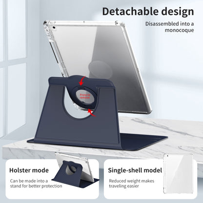 For iPad 10.2 2021 / 2020 360 Rotation Detachable Clear Acrylic Leather Tablet Case(Dark Blue) - iPad 10.2 Cases by buy2fix | Online Shopping UK | buy2fix