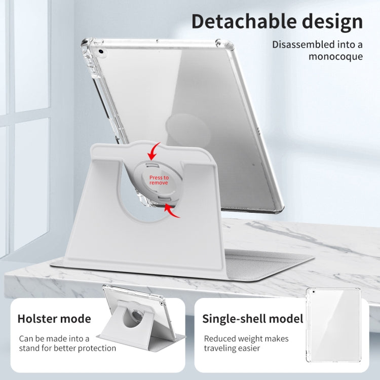 For iPad 10.2 2021 / 2020 360 Rotation Detachable Clear Acrylic Leather Tablet Case(Grey) - iPad 10.2 Cases by buy2fix | Online Shopping UK | buy2fix