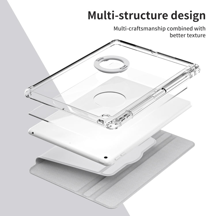 For iPad 10.2 2021 / 2020 360 Rotation Detachable Clear Acrylic Leather Tablet Case(Grey) - iPad 10.2 Cases by buy2fix | Online Shopping UK | buy2fix