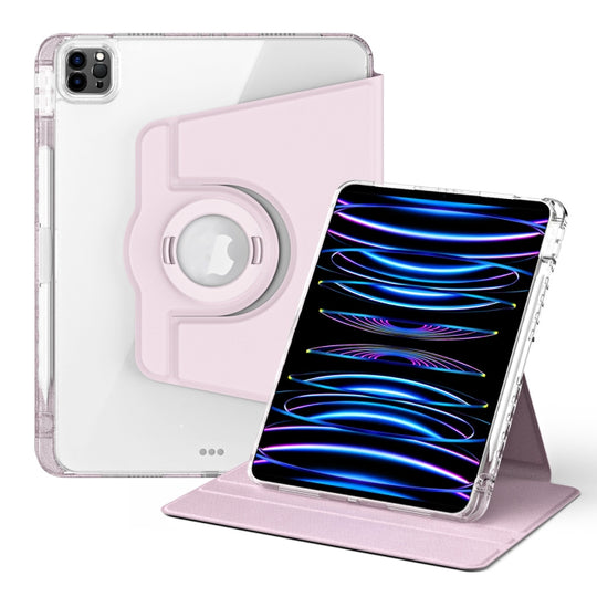For iPad Air 13 2026 / 2025 / 2024 360 Rotation Detachable Clear Acrylic Leather Tablet Case(Pink)