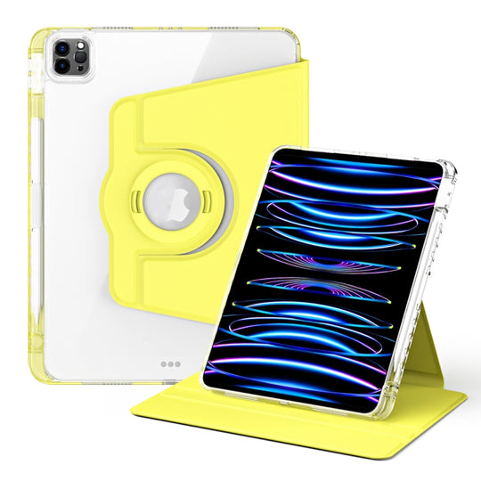 For iPad Air 13 2026 / 2025 / 2024 360 Rotation Detachable Clear Acrylic Leather Tablet Case(Yellow)