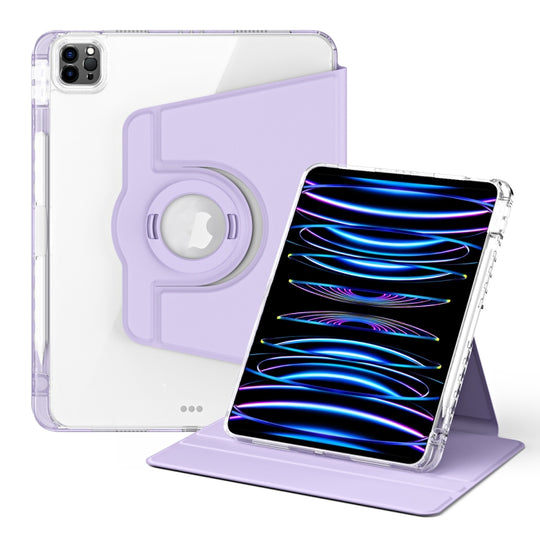 For iPad Air 13 2026 / 2025 / 2024 360 Rotation Detachable Clear Acrylic Leather Tablet Case(Light Purple)