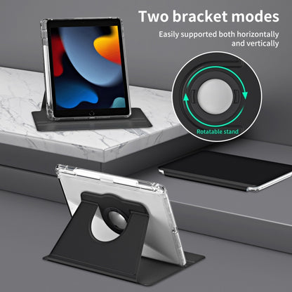 For iPad Pro 9.7 / 9.7 2018 / 2017 360 Rotation Detachable Clear Acrylic Leather Tablet Case(Black) - iPad 9.7 (2018) & (2017) Cases by buy2fix | Online Shopping UK | buy2fix