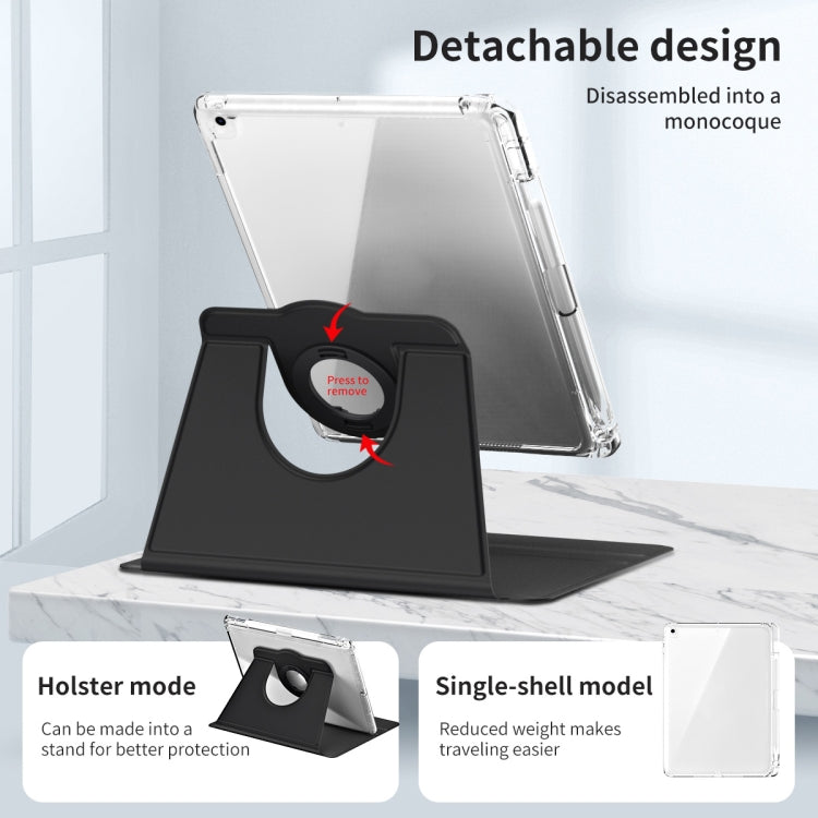 For iPad Pro 9.7 / 9.7 2018 / 2017 360 Rotation Detachable Clear Acrylic Leather Tablet Case(Black) - iPad 9.7 (2018) & (2017) Cases by buy2fix | Online Shopping UK | buy2fix