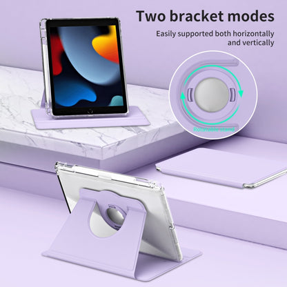 For iPad Pro 9.7 / 9.7 2018 / 2017 360 Rotation Detachable Clear Acrylic Leather Tablet Case(Light Purple) - iPad 9.7 (2018) & (2017) Cases by buy2fix | Online Shopping UK | buy2fix