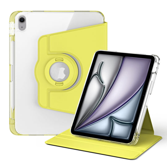For iPad Air 11 2026 / 2025 / 2024 360 Rotation Detachable Clear Acrylic Leather Tablet Case(Yellow)