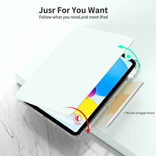 For iPad Air 11 2025 / 2024 360 Rotation Detachable Clear Acrylic Leather Tablet Case(Light Green) by buy2fix