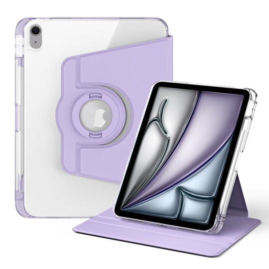 For iPad Air 11 2026 / 2025 / 2024 360 Rotation Detachable Clear Acrylic Leather Tablet Case(Light Purple)
