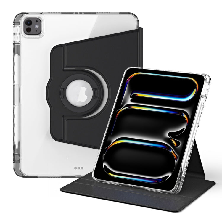 For iPad Pro 11 2025 / 2024 360 Rotation Detachable Clear Acrylic Leather Tablet Case(Black) by buy2fix