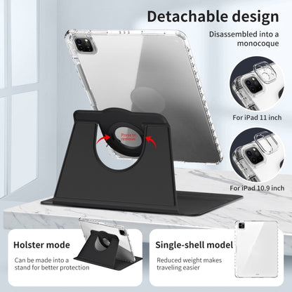 For iPad Pro 11 2025 / 2024 360 Rotation Detachable Clear Acrylic Leather Tablet Case(Black) by buy2fix