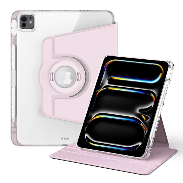For iPad Pro 11 2025 / 2024 360 Rotation Detachable Clear Acrylic Leather Tablet Case(Pink) by buy2fix