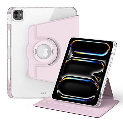 For iPad Pro 11 2025 / 2024 360 Rotation Detachable Clear Acrylic Leather Tablet Case(Pink) by buy2fix