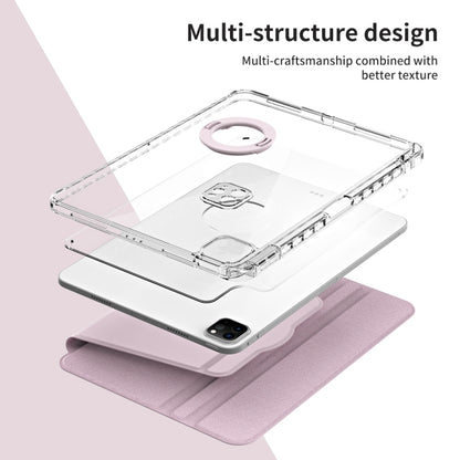For iPad Pro 11 2025 / 2024 360 Rotation Detachable Clear Acrylic Leather Tablet Case(Pink) by buy2fix