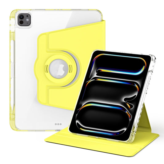 For iPad Pro 11 2025 / 2024 360 Rotation Detachable Clear Acrylic Leather Tablet Case(Yellow) by buy2fix