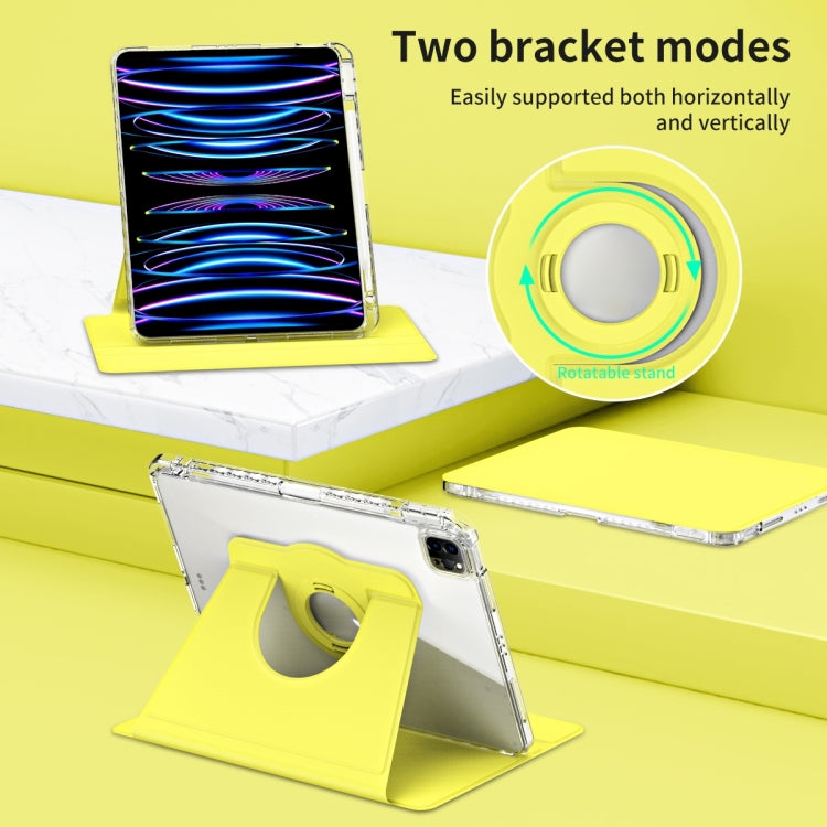 For iPad Pro 11 2025 / 2024 360 Rotation Detachable Clear Acrylic Leather Tablet Case(Yellow) by buy2fix