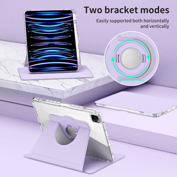 For iPad Pro 11 2025 / 2024 360 Rotation Detachable Clear Acrylic Leather Tablet Case(Light Purple) by buy2fix