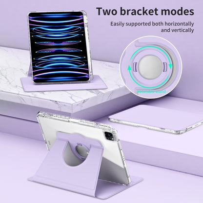 For iPad Pro 11 2025 / 2024 360 Rotation Detachable Clear Acrylic Leather Tablet Case(Light Purple) by buy2fix