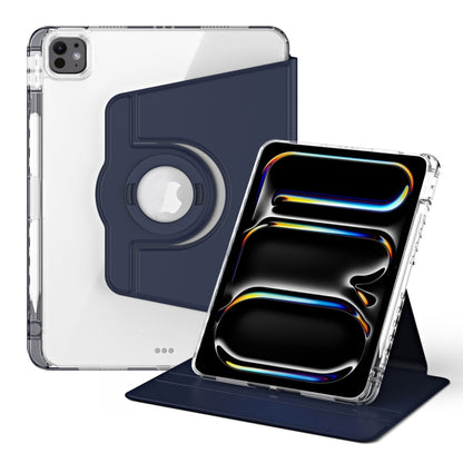 For iPad Pro 11 2025 / 2024 360 Rotation Detachable Clear Acrylic Leather Tablet Case(Dark Blue) by buy2fix