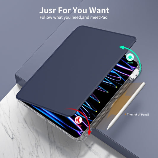 For iPad Pro 11 2025 / 2024 360 Rotation Detachable Clear Acrylic Leather Tablet Case(Dark Blue) by buy2fix