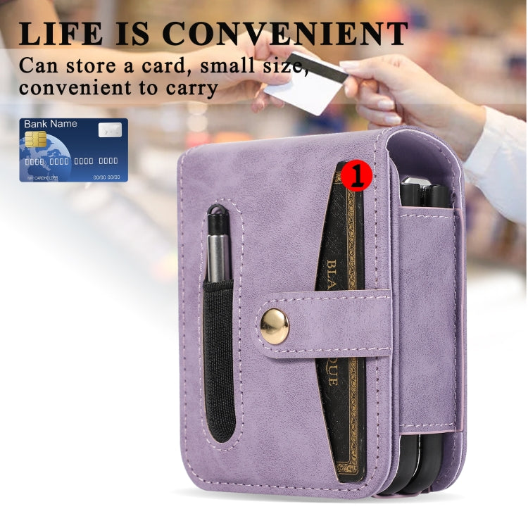 For Samsung Galaxy Z Flip5 Multifunctional Folding Phone Leather Case(Purple) - Galaxy Z Flip5 Cases by buy2fix | Online Shopping UK | buy2fix