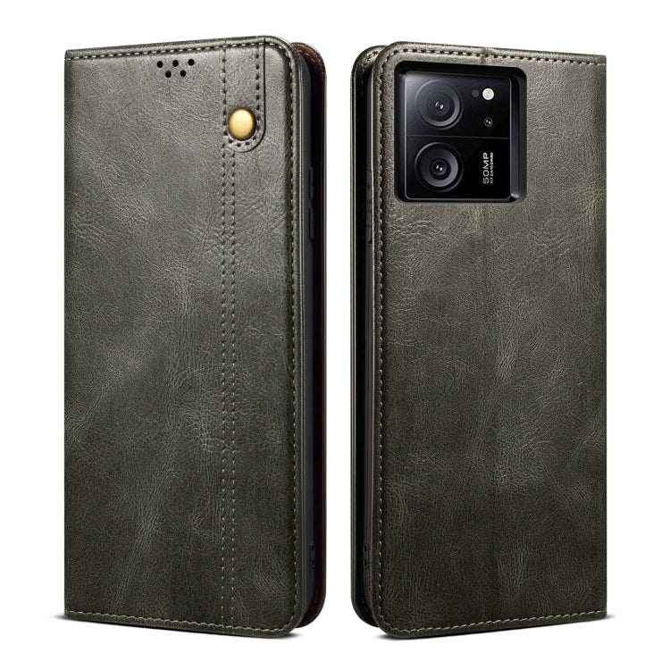 For Xiaomi Redmi K60 Ultra / 13T Oil Wax Crazy Horse Texture Leather Phone Case(Green) by buy2fix