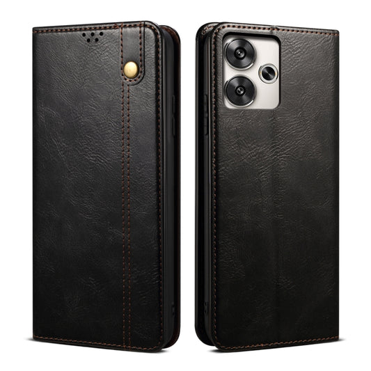 For Xiaomi Redmi Turbo 3 Oil Wax Crazy Horse Texture Leather Phone Case(Black) - Xiaomi Cases by buy2fix | Online Shopping UK | buy2fix