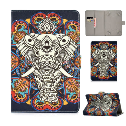 For 7 inch Universal Colored Drawing Pattern Horizontal Flip PU Leather Case with Holder & Card Slots(Colorful Elephant) - 7 inch by buy2fix | Online Shopping UK | buy2fix