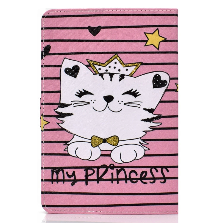 For 8 inch Universal Colored Drawing Pattern Horizontal Flip PU Leather Case with Holder & Card Slots(Crown Cat) - 8 inch by buy2fix | Online Shopping UK | buy2fix