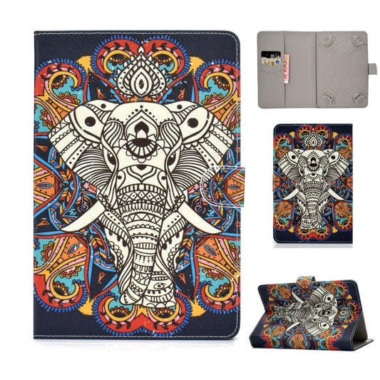 For 10 inch Universal Colored Drawing Pattern Horizontal Flip PU Leather Case with Holder & Card Slots(Colorful Elephant) - 10 - 11 inch by buy2fix | Online Shopping UK | buy2fix