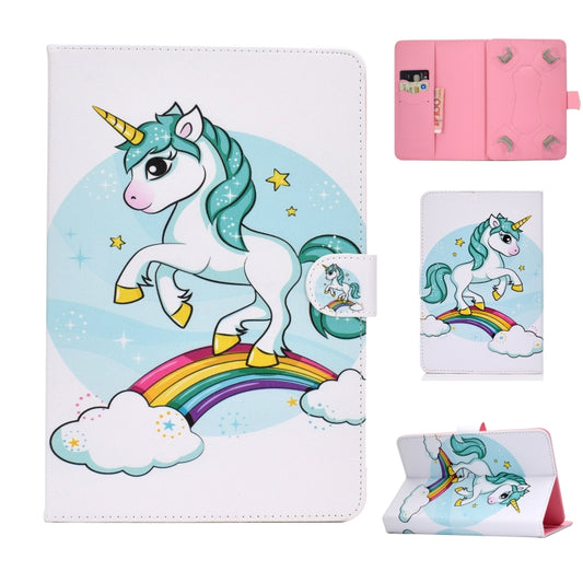 For 10 inch Universal Colored Drawing Pattern Horizontal Flip PU Leather Case with Holder & Card Slots(Unicorn) - 10 - 11 inch by buy2fix | Online Shopping UK | buy2fix