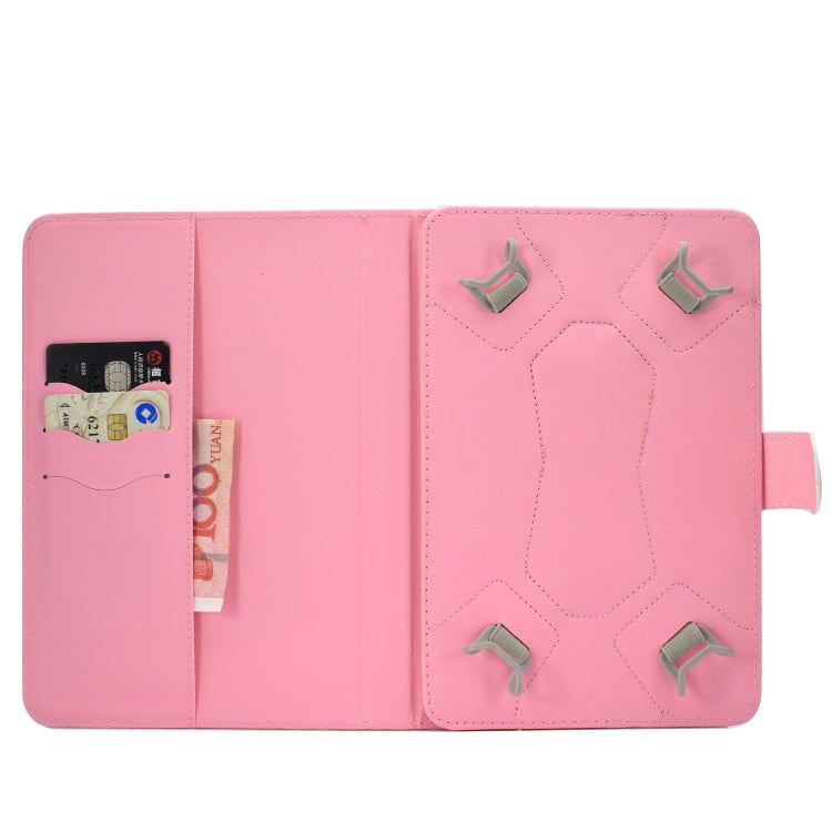 For 10 inch Universal Colored Drawing Pattern Horizontal Flip PU Leather Case with Holder & Card Slots(Pink Flowers) - 10 - 11 inch by buy2fix | Online Shopping UK | buy2fix