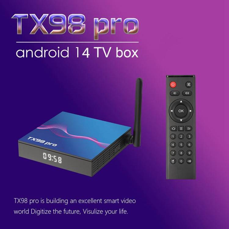 TX98 Pro 4K Ultra HD Android 14.0 Smart TV Box with Remote Control, 2GB+16GB, Allwinner H616 Quad-Core(EU Plug) by buy2fix