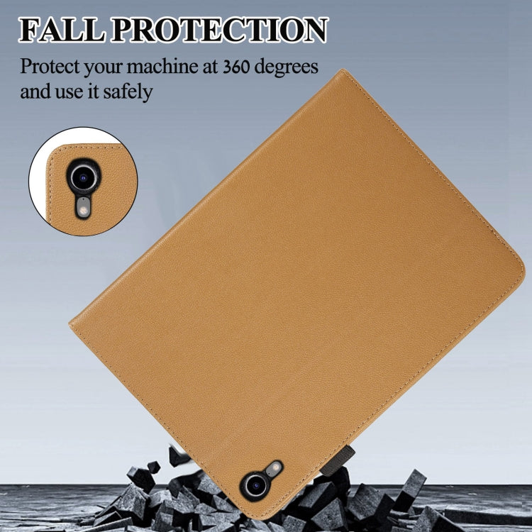For iPad mini 6 / mini 2024 Litchi Texture Leather Sucker Tablet Case(Brown) - iPad mini 6 Cases by buy2fix | Online Shopping UK | buy2fix