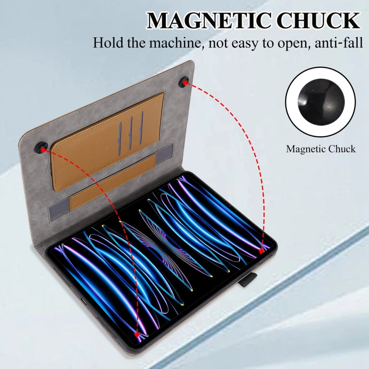 For iPad mini 6 / mini 2024 Litchi Texture Leather Sucker Tablet Case(Brown) - iPad mini 6 Cases by buy2fix | Online Shopping UK | buy2fix