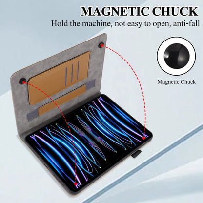 For iPad mini 6 / mini 2024 Litchi Texture Leather Sucker Tablet Case(Brown) - iPad mini 6 Cases by buy2fix | Online Shopping UK | buy2fix