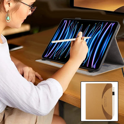 For iPad mini 6 / mini 2024 Litchi Texture Leather Sucker Tablet Case(Brown) - iPad mini 6 Cases by buy2fix | Online Shopping UK | buy2fix