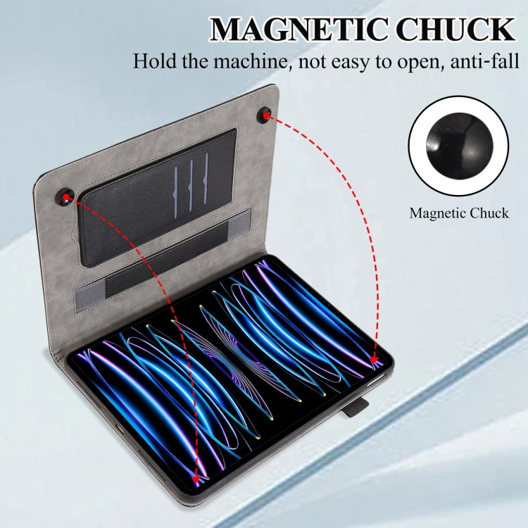 For iPad mini 6 / mini 2024 Litchi Texture Leather Sucker Tablet Case(Black) - iPad mini 6 Cases by buy2fix | Online Shopping UK | buy2fix