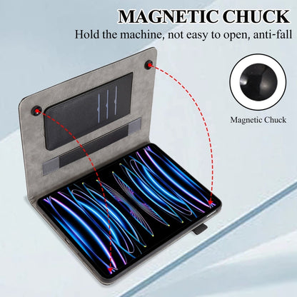 For iPad mini 6 / mini 2024 Litchi Texture Leather Sucker Tablet Case(Black) - iPad mini 6 Cases by buy2fix | Online Shopping UK | buy2fix