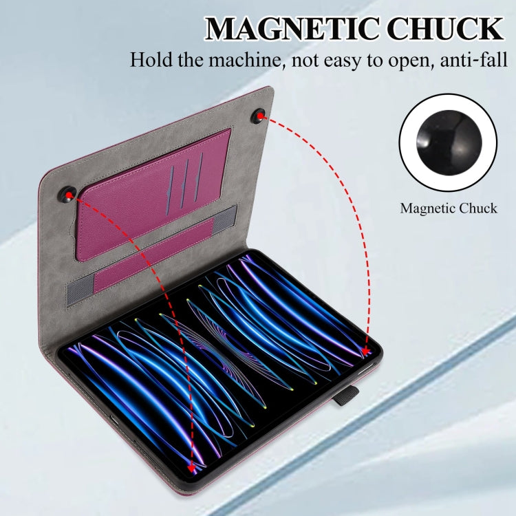 For iPad mini 6 / mini 2024 Litchi Texture Leather Sucker Tablet Case(Purple) - iPad mini 6 Cases by buy2fix | Online Shopping UK | buy2fix