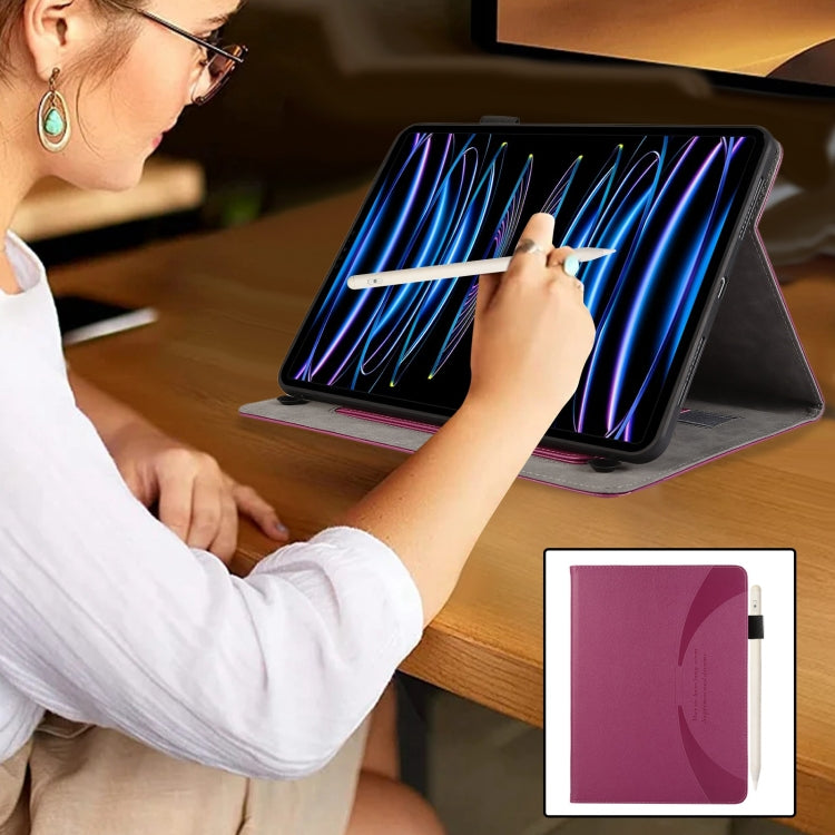 For iPad mini 6 / mini 2024 Litchi Texture Leather Sucker Tablet Case(Purple) - iPad mini 6 Cases by buy2fix | Online Shopping UK | buy2fix