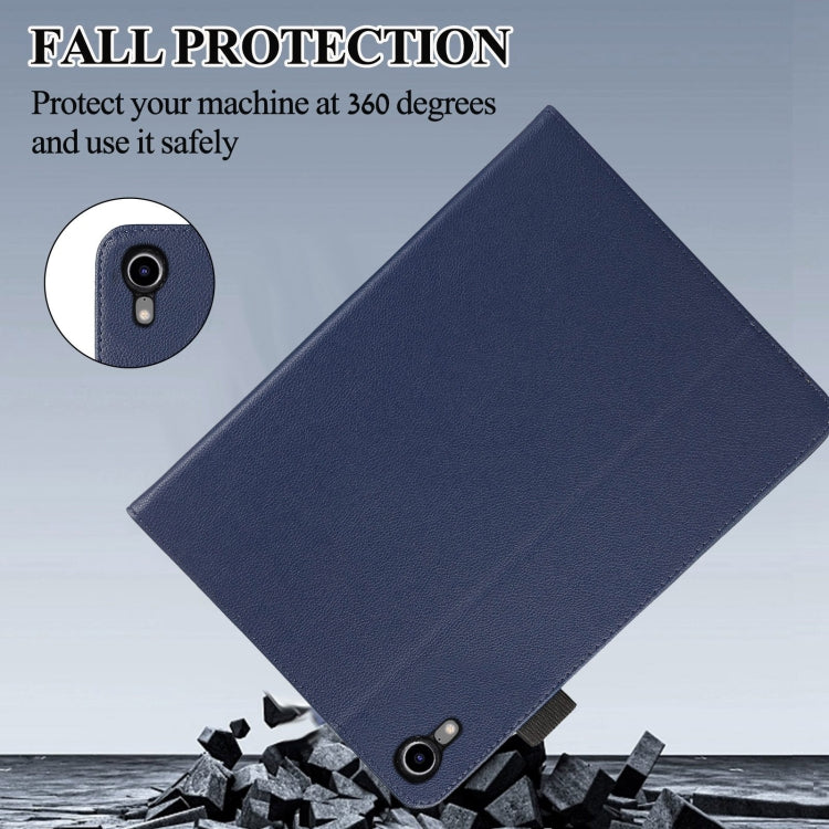 For iPad mini 6 / mini 2024 Litchi Texture Leather Sucker Tablet Case(Dark Blue) - iPad mini 6 Cases by buy2fix | Online Shopping UK | buy2fix
